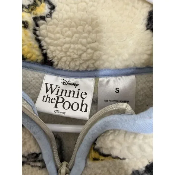 Disney Winnie The Pooh Jacket Womens S Sherpa Fleece 1/4 Zip Pullover Sweater - Picture 2 of 6